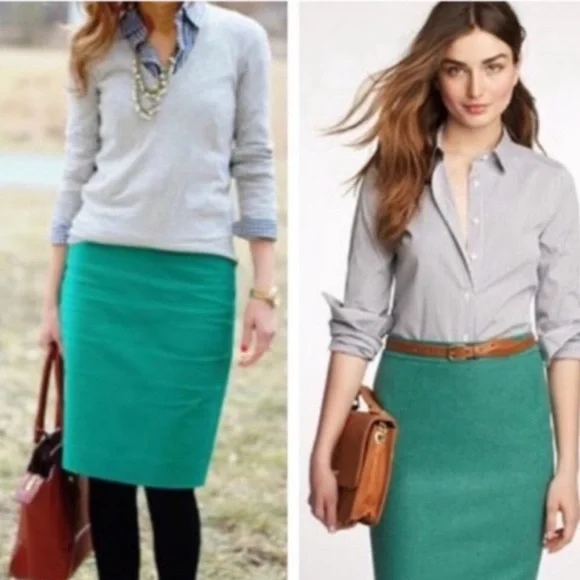 Crew Skirts J Crew Wool Blend Green Pencil Skirt Poshmark